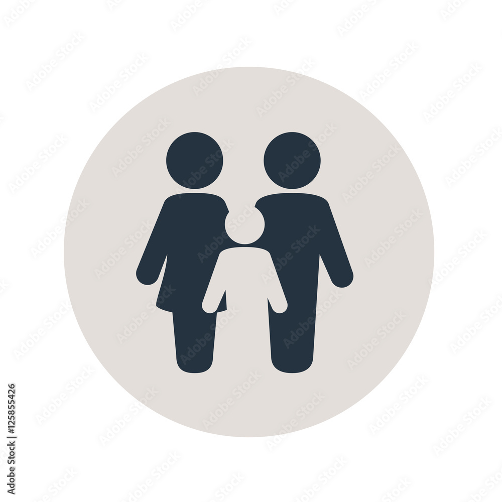 Icono plano familia en circulo gris Icono plano familia en circulo gris