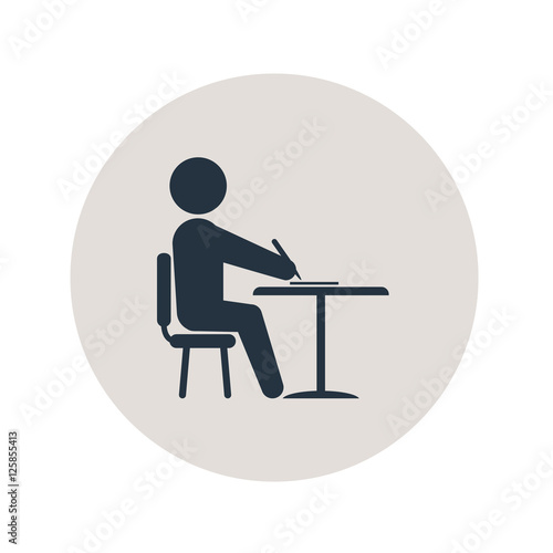Icono plano estudiante en circulo gris