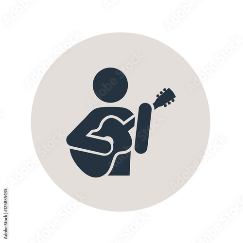 Icono plano guitarrista en circulo gris
