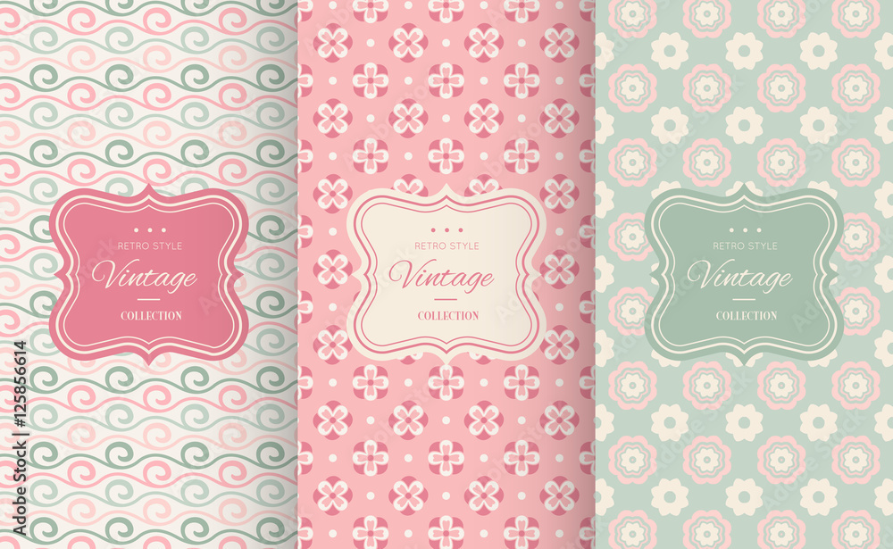 Floral different vector seamless patterns