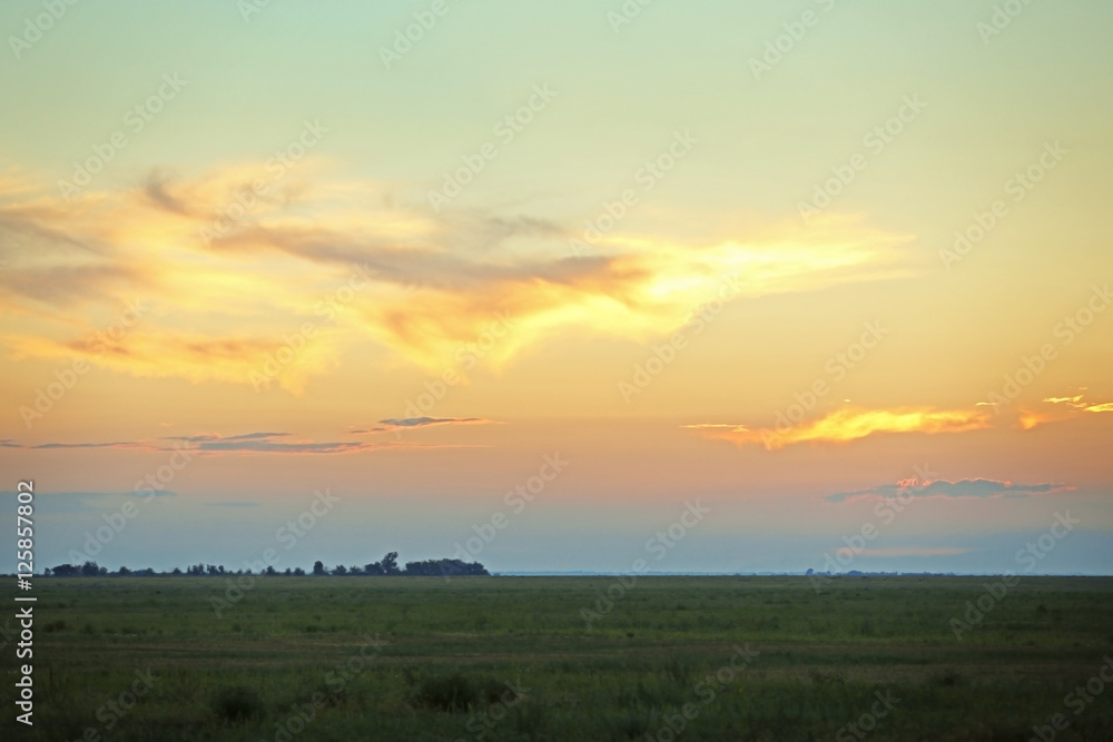 Countryside landscape with sunset sky background Countryside landscape with sunset sky background