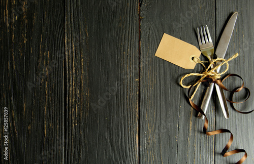 Fork and knife with blank l...