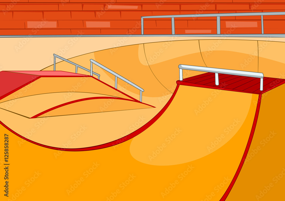 Cartoon background of skatepark.