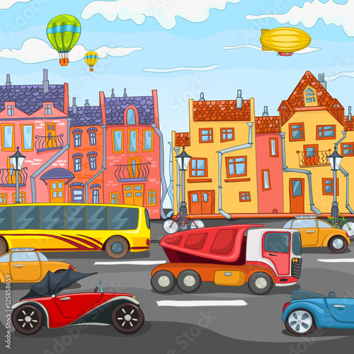 Cartoon background of city traffic. © Visual Generation