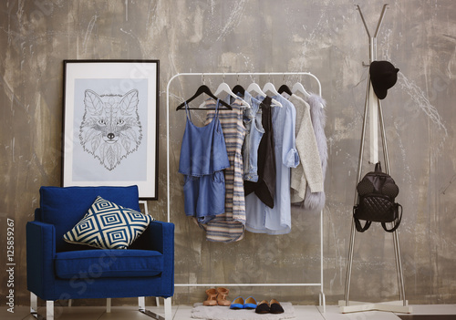 Fashionable clothes hanging...