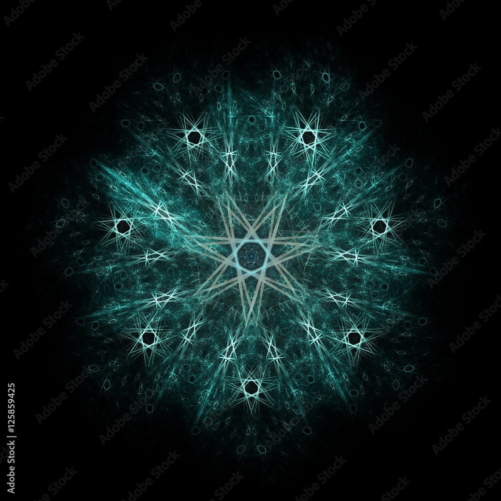 Fototapeta premium Dunkler kreativer Hintergrund mit Fraktal - hellblau