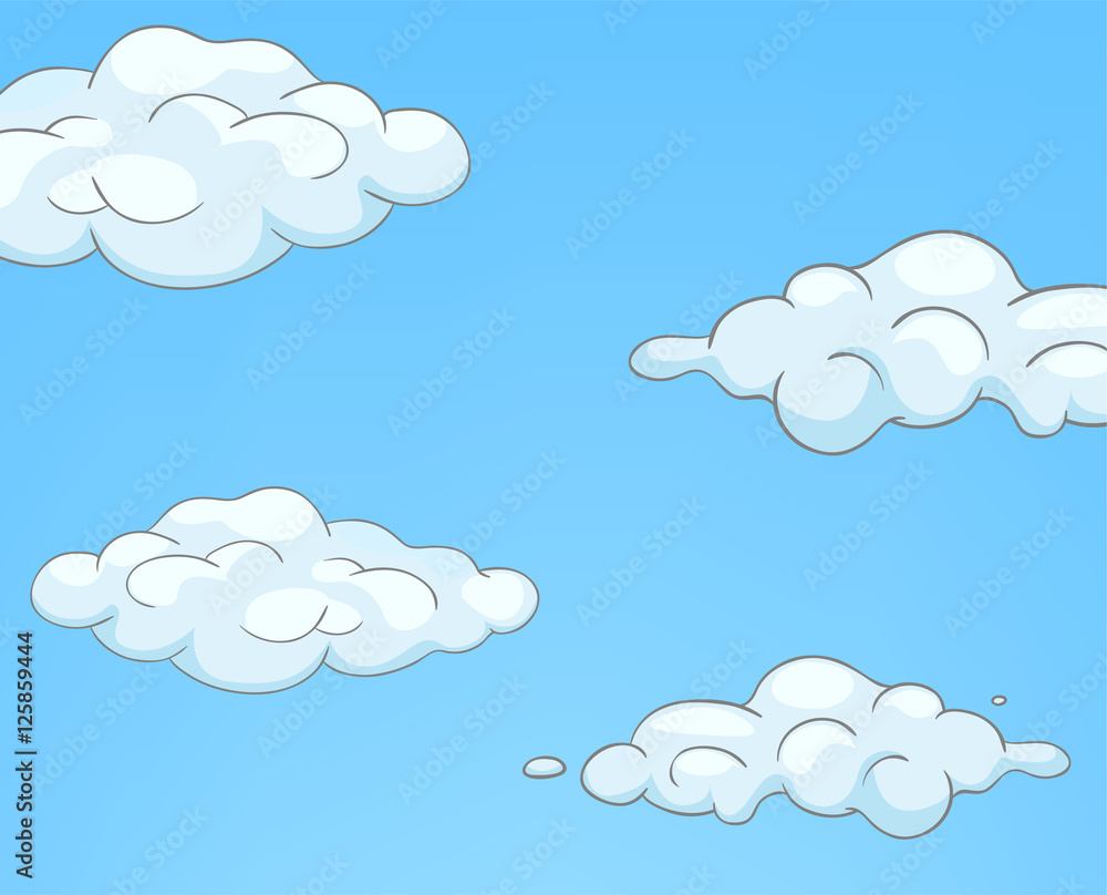 Cartoon background of sky with clouds.