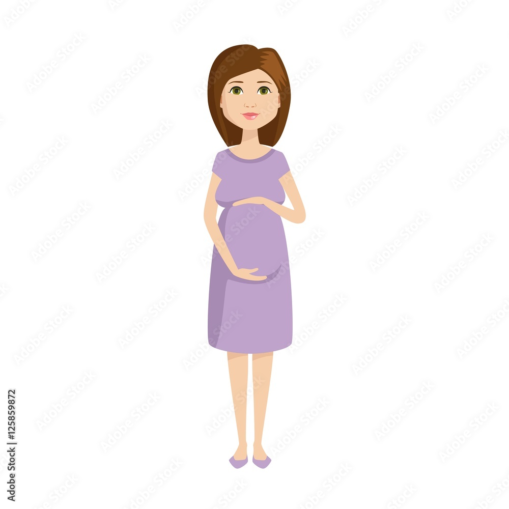 Young pregnant woman character vector Young pregnant woman character vector