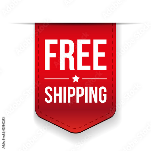 Free Shipping ribbon red vector