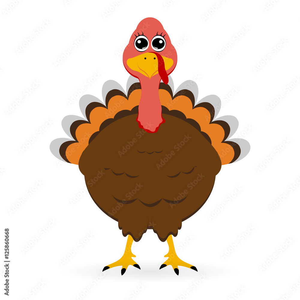 Naklejka premium Turkey in hat on Thanksgiving Day