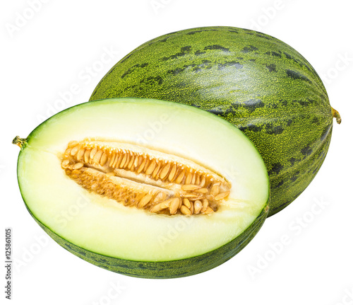 Group of green melons isolated on white background