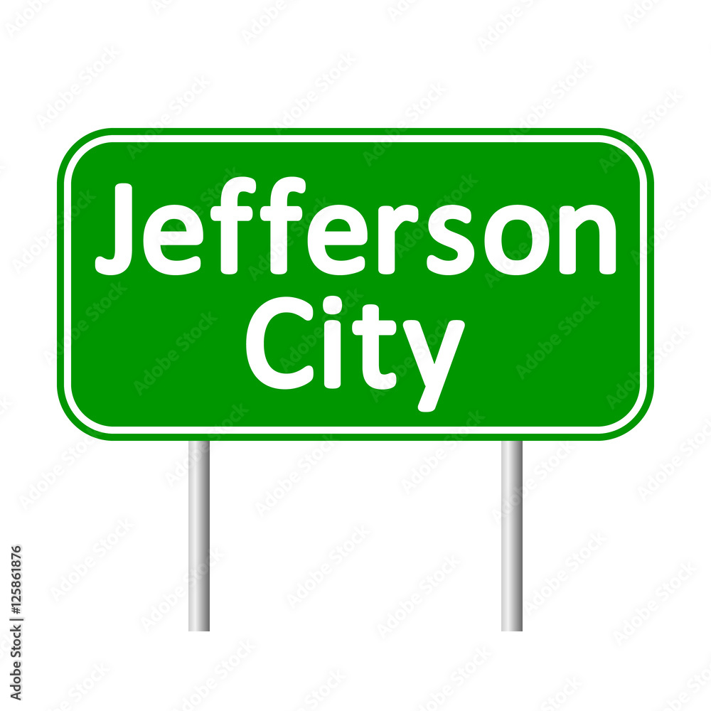 Jefferson City green road sign. Jefferson City green road sign.
