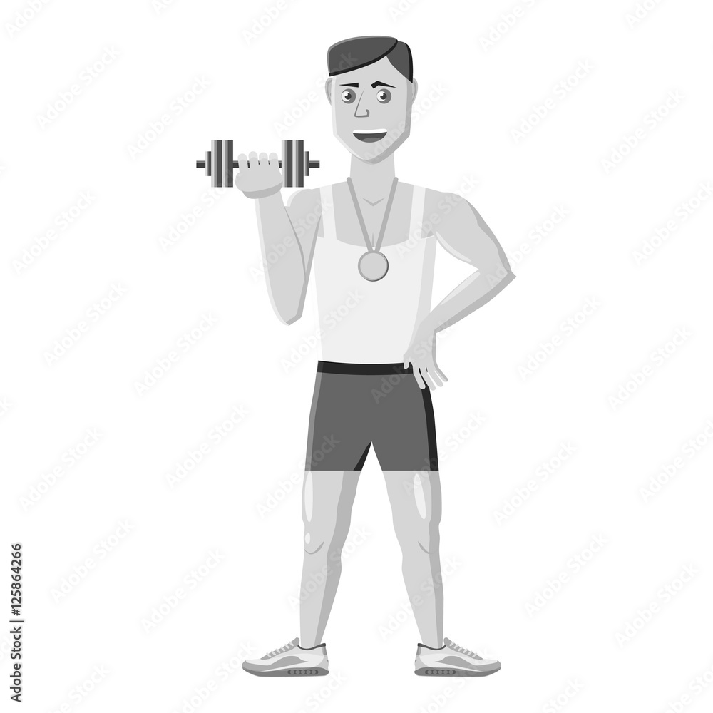 Athlete icon. Gray monochrome illustration of athlete vector icon for web