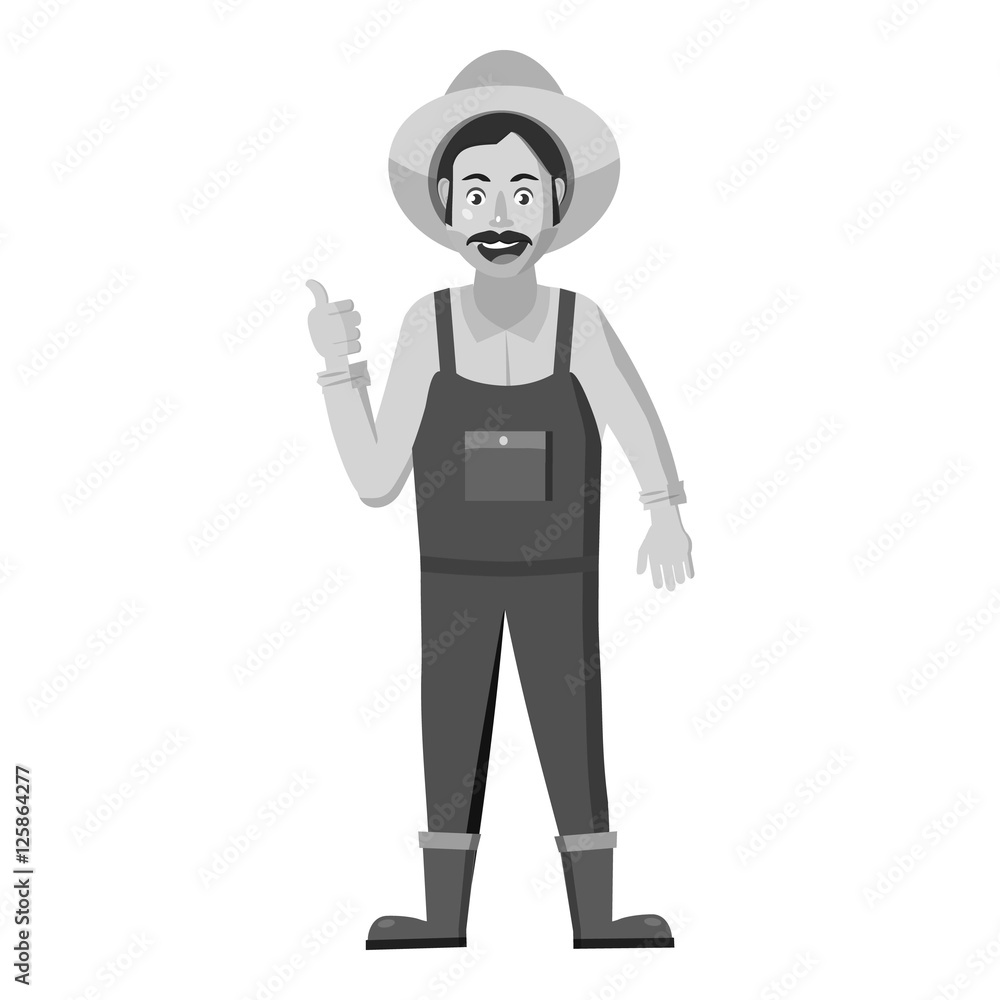 Farmer icon. Gray monochrome illustration of farmer vector icon for web