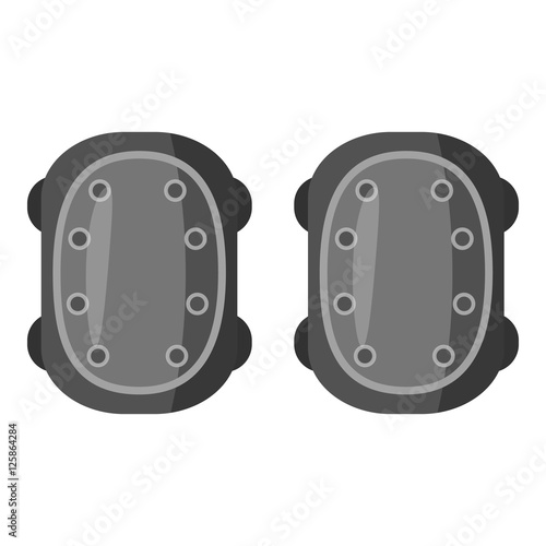 Military knee pads icon. Gray monochrome illustration of military knee pads vector icon for web