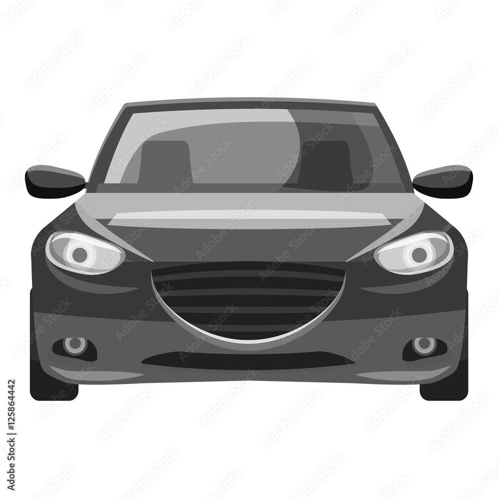 Car icon. Gray monochrome illustration of car vector icon for web