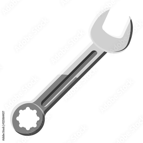 Wrench icon. Gray monochrome illustration of wrench vector icon for web