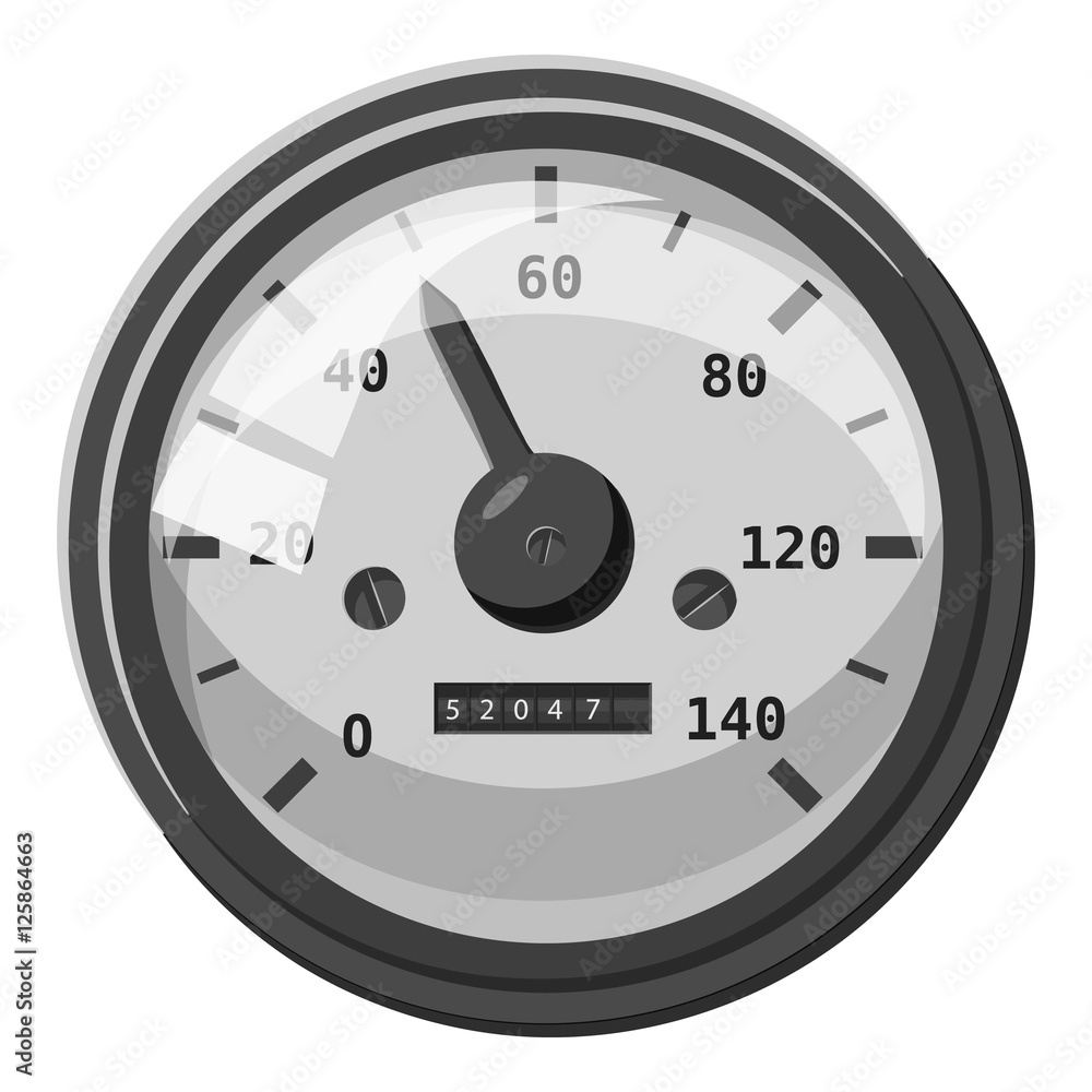 Speedometer with arrow icon. Gray monochrome illustration of speedometer with arrow vector icon for web Speedometer with arrow icon. Gray monochrome illustration of speedometer with arrow vector icon for web