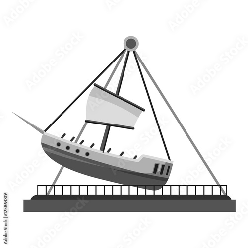 Boat swing icon. Gray monochrome illustration of boat swing vector icon for web