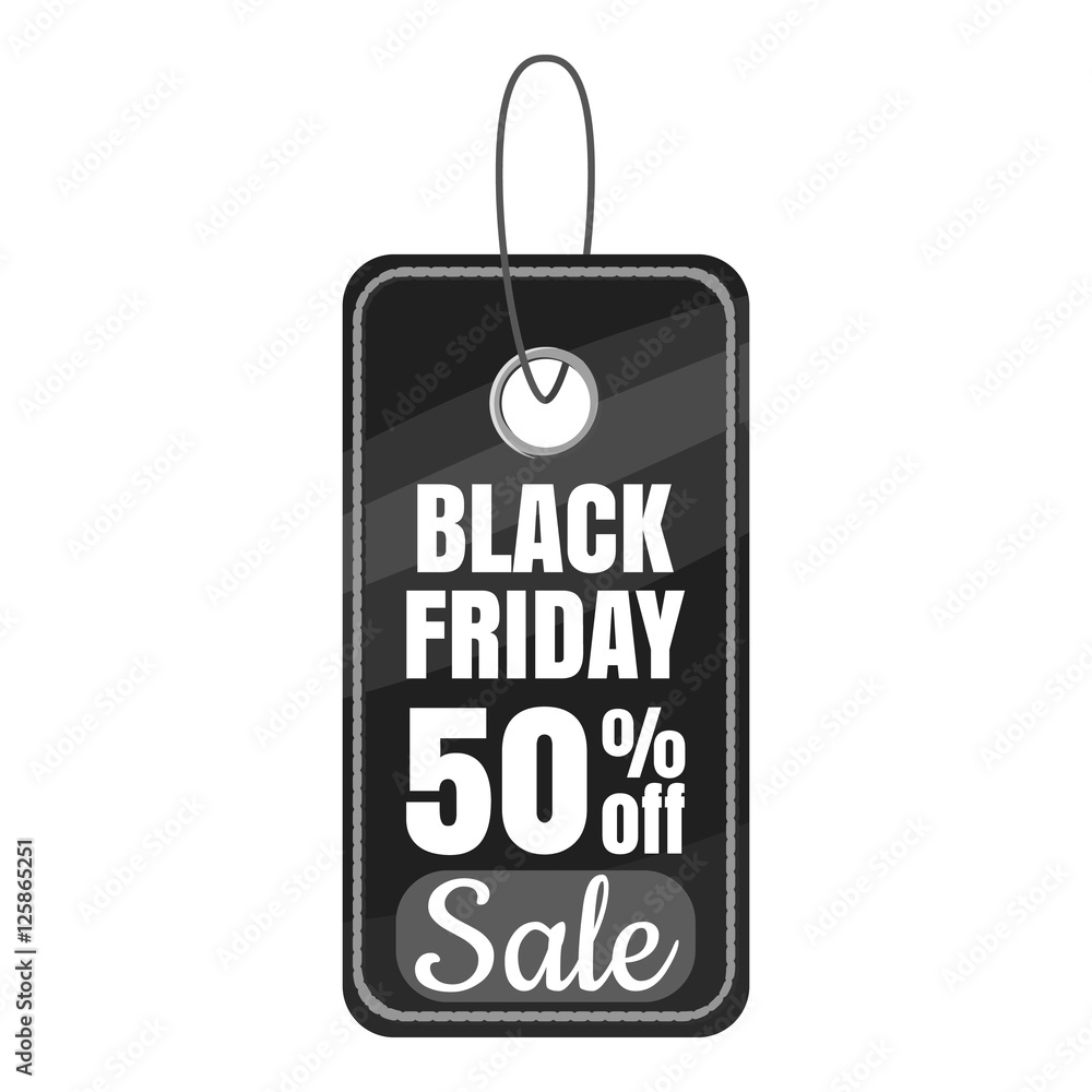 Black Friday sale tag icon. Gray monochrome illustration of Black Friday sale tag vector icon for web