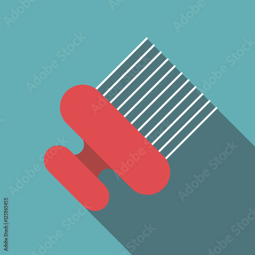 Red vintage hair comb icon. Flat illustration of red vintage hair comb vector icon for web
