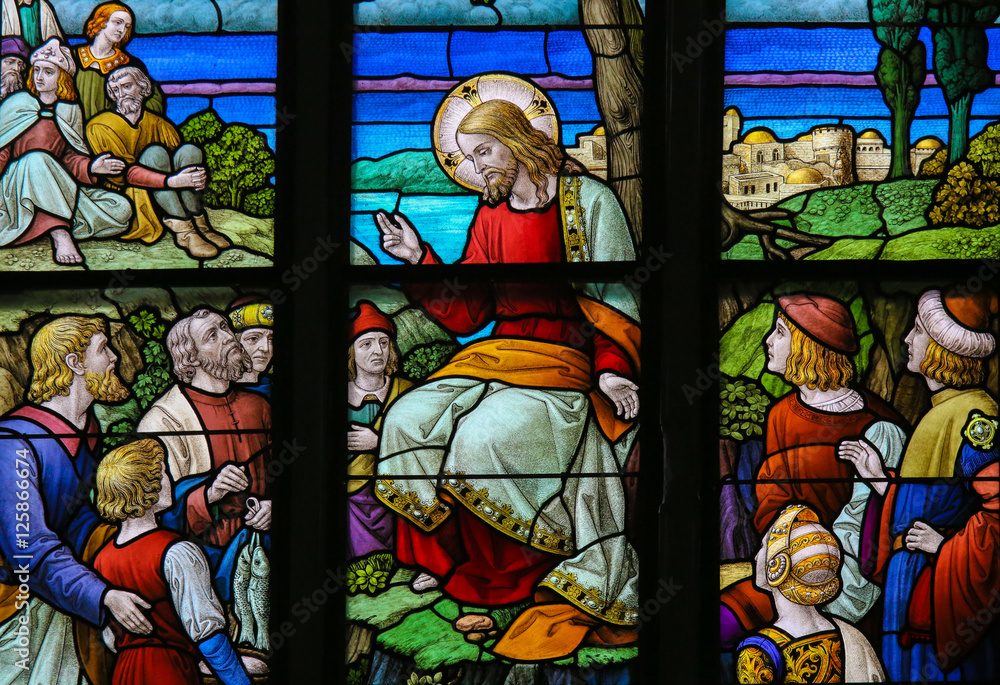 Feeding the multitude - Stained Glass depicting the Miracle of t