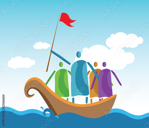 Leaders and people crowd the ocean