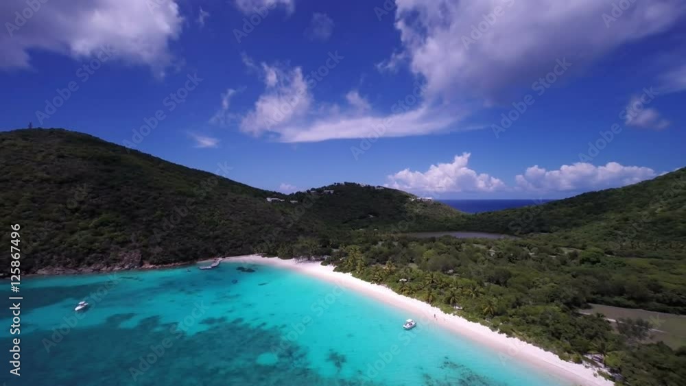 Aerial view of White Bay, Guana Island, British Virgin Islands