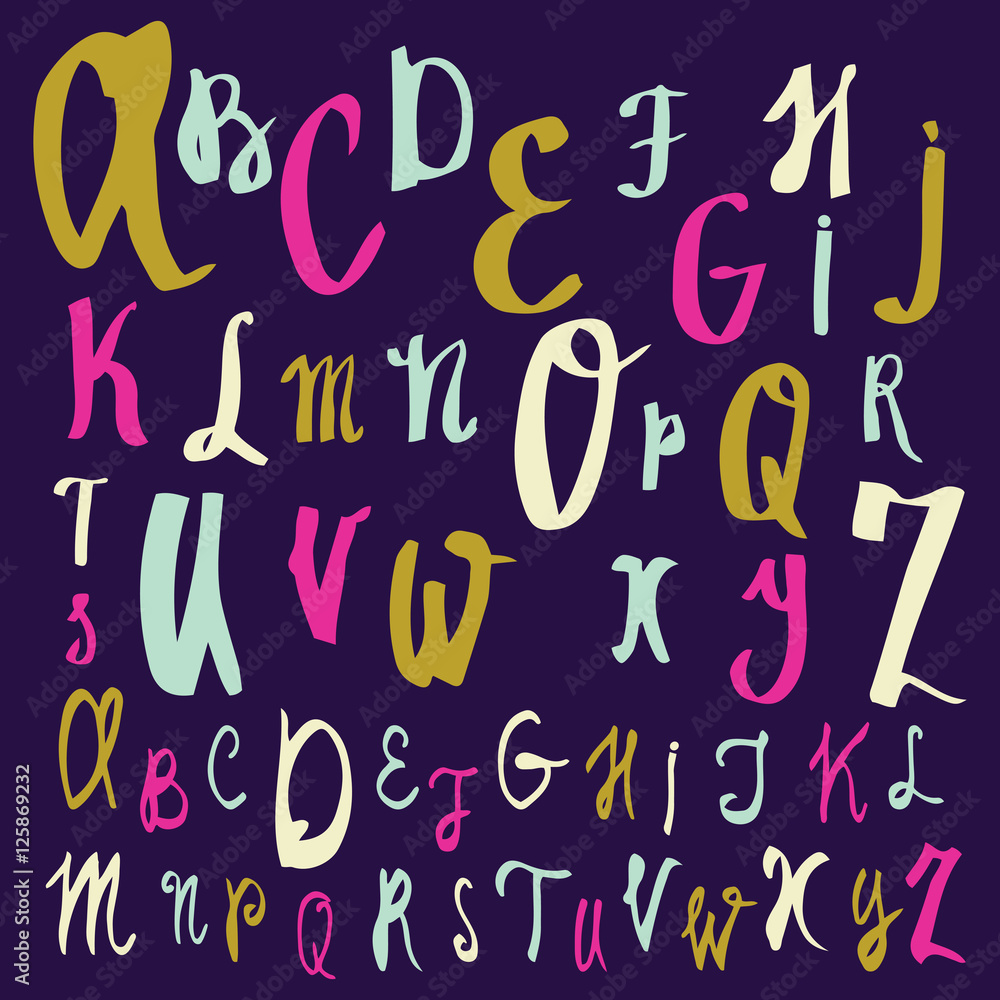 Vector alphabet. Hand drawn letters. Letters of the alphabet written with a brush. Vector alphabet. Hand drawn letters. Letters of the alphabet written with a brush.