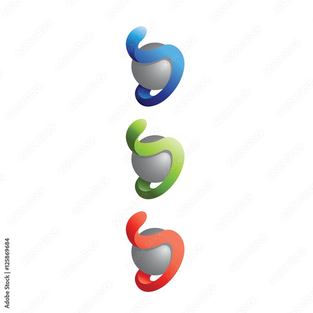 3D sphere letter D logo 3D sphere letter D logo
