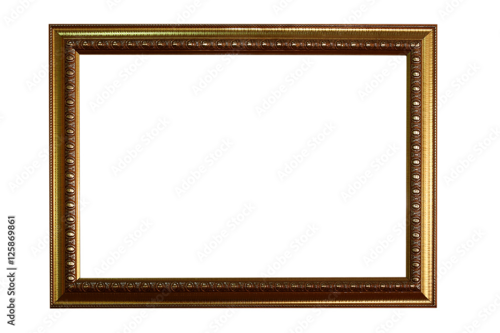 Gold picture frame isolated on a white background. Gold picture frame isolated on a white background.