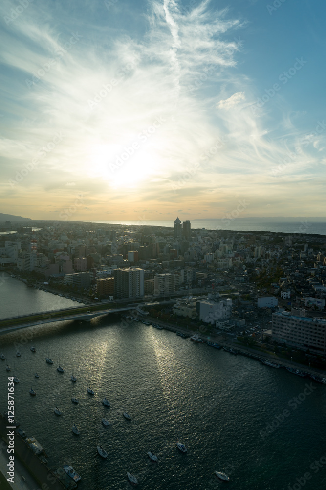万代島ビル展望台から信濃川と古町方面の景色 2