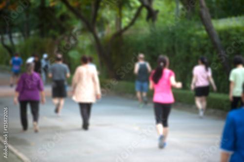 abstract blur focus people run on the way in the park at Bangkok. © topten22photo