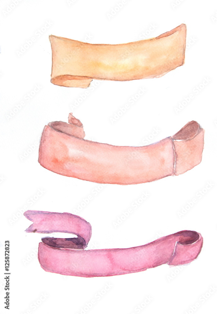 Set of watercolor ribbons , can be used banner Set of watercolor ribbons , can be used banner