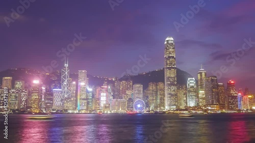 Wallpaper Mural 4k Time-lapse day to night of Skyline of Hong Kong city, view from Victoria Harbour Torontodigital.ca