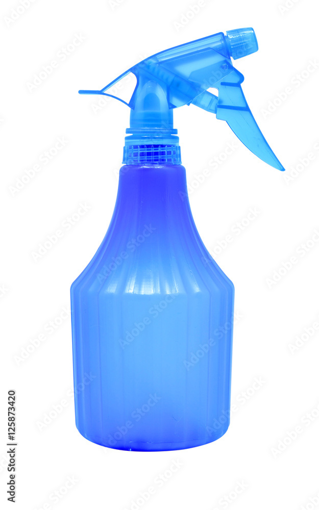 Blue plastic spray bottle isolated on white background Blue plastic spray bottle isolated on white background