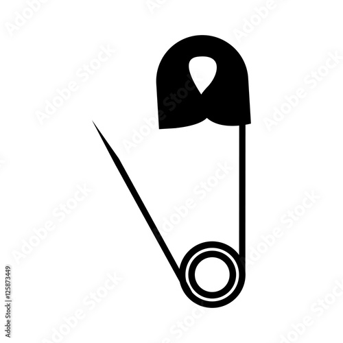 silhouette of safety pin icon over white background. tailor shop design. vector illustration