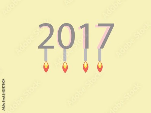 concept of year 2017 with flying candles