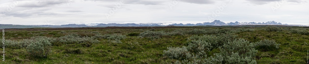 Islande - Sur la route 35, entre Geysir et Gullfoss - vue sur le glacier Langjökull.