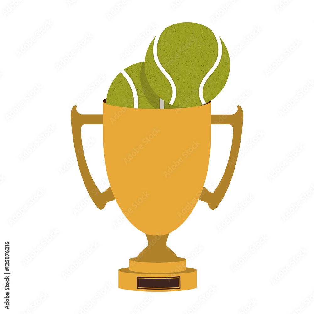 trophy cup with tennis balls inside over white background. vector ...
