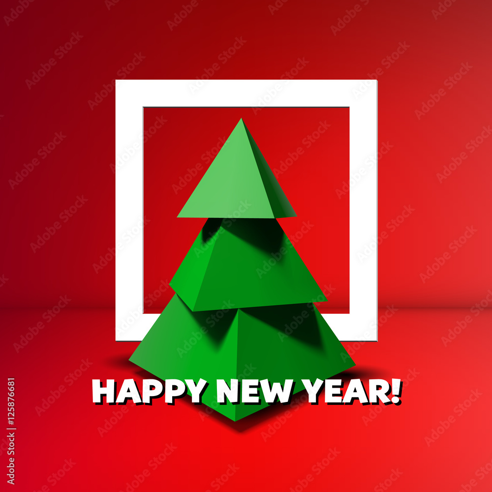 Low poly Christmas tree with frame Low poly Christmas tree with frame
