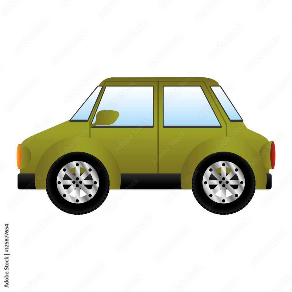 green car icon over white background. transportation vehicle design. vector illustration