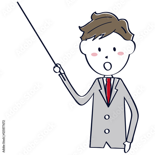 グレーのスーツの男性　イケメン　教師　先生 上半身
解説