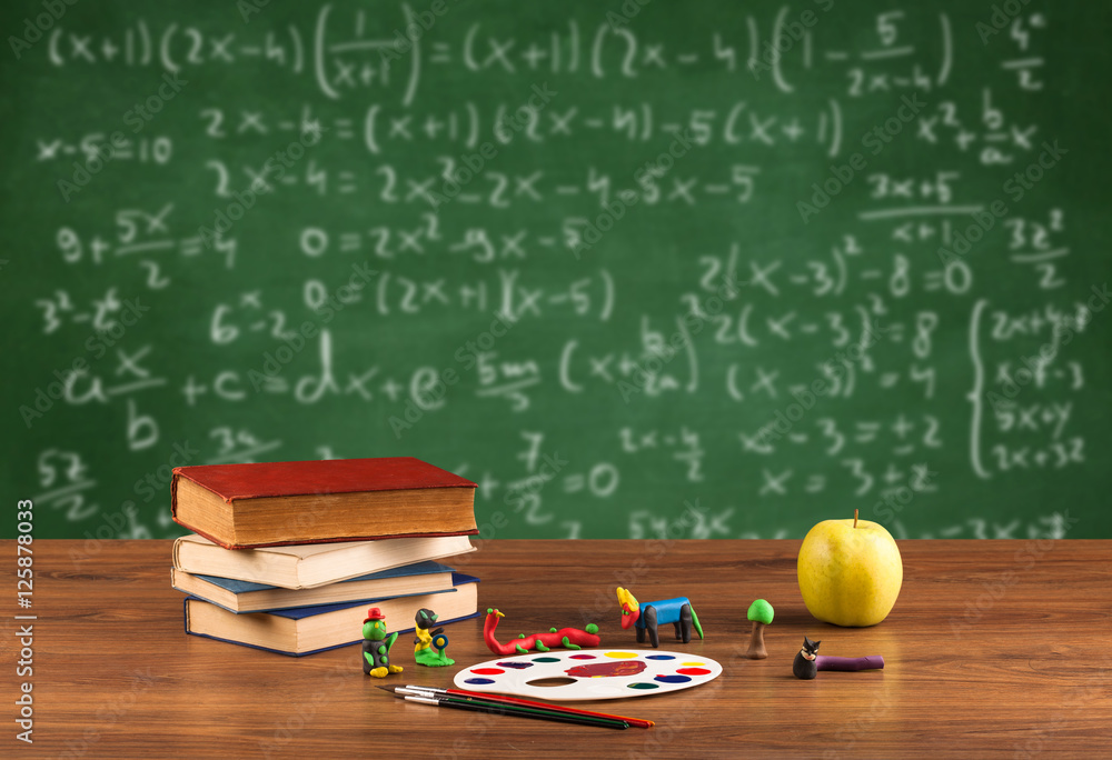 Math class from student school desk Math class from student school desk