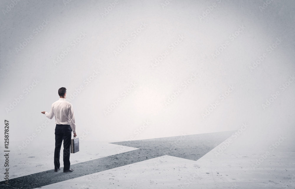 Standing salesman looking ahead with arrow Standing salesman looking ahead with arrow