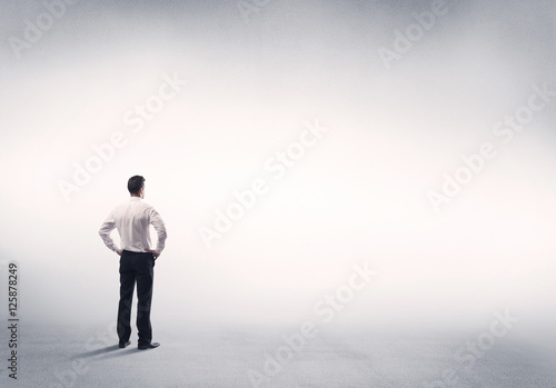 Sales person with empty white background © ra2 studio