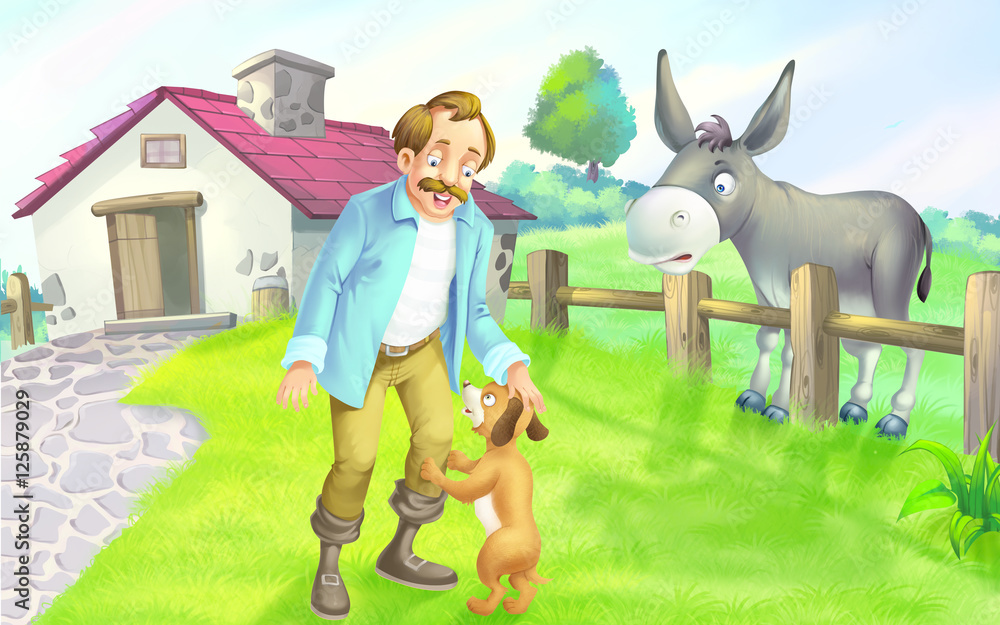 The donkey and the lap dog story 2 3 Stock Illustration Adobe
