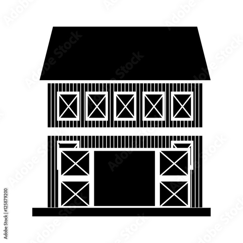silhouette of farm barn house icon over white background. vector illustration