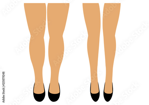 Women's legs two pairs of thin and full vector illustration