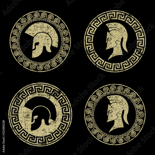 old shabby symbol of  Spartan warrior in grunge style